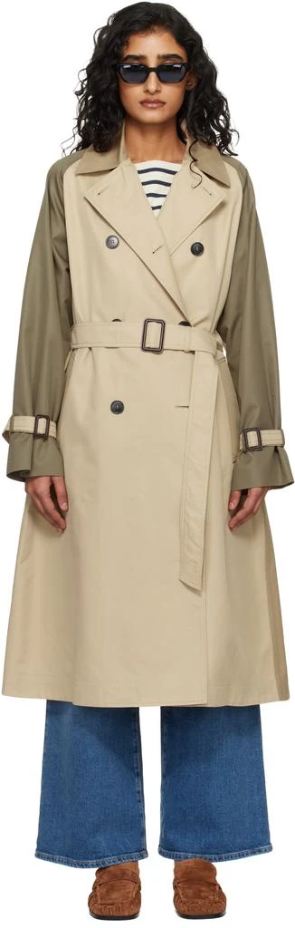 Weekend Max Mara Beige 
Green Canasta Trench Coat
