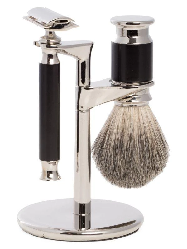 Bey-Berk 3-Piece Safety Razor, Badger Brush & Stand Set 1