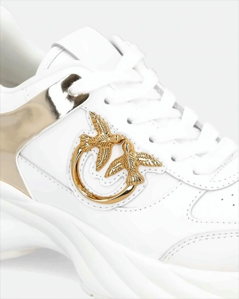 PINKO Leather Effect Sneakers With Mirror Inserts 4