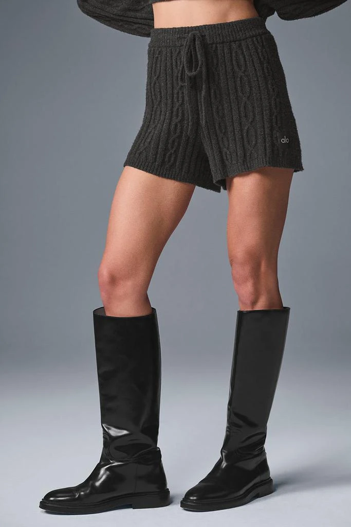 Alo Cable Knit Winter Bliss Short - Athletic Heather Grey 1