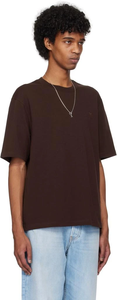 AMI Burgundy Cotton Tonal Ami de Coeur T-shirt 2