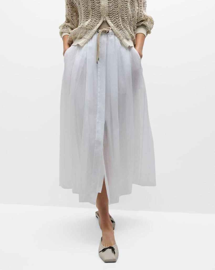 Brunello Cucinelli Cotton Gauze Fluid Maxi Skirt with Rope Belt 7