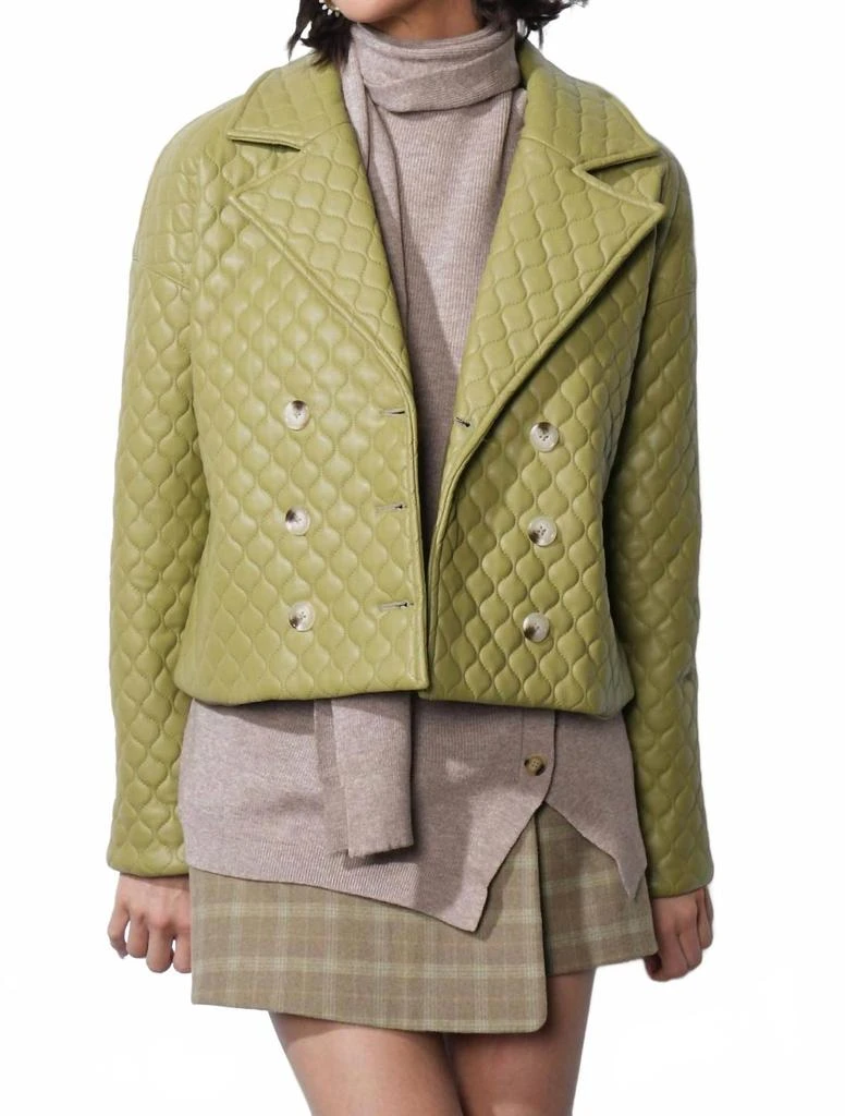 Greylin Sandra Quilted Vegan Leather Jacket In Algae Green