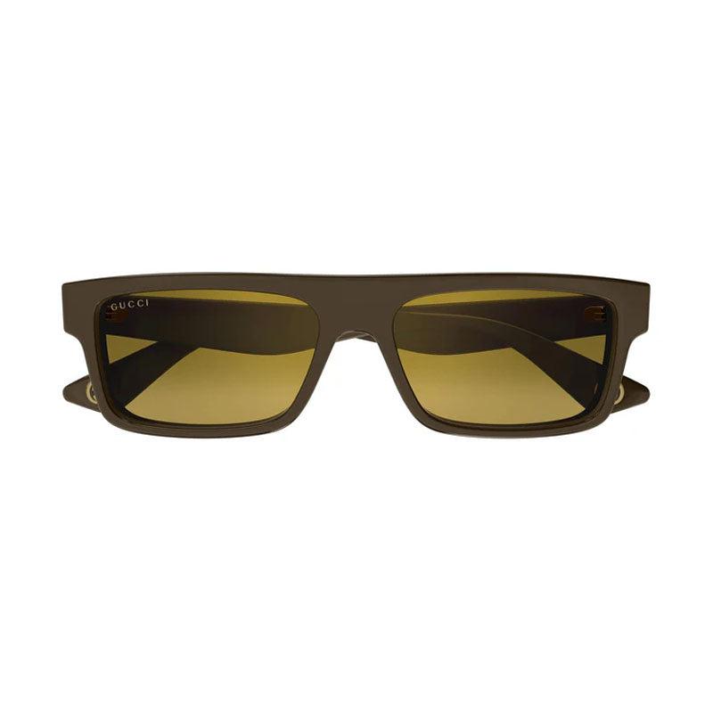 Gucci Gucci Sunglasses Rectangle Full Rim, Shiny Bilayer Brown Frame and Gold Mirror Lens GG1616S002