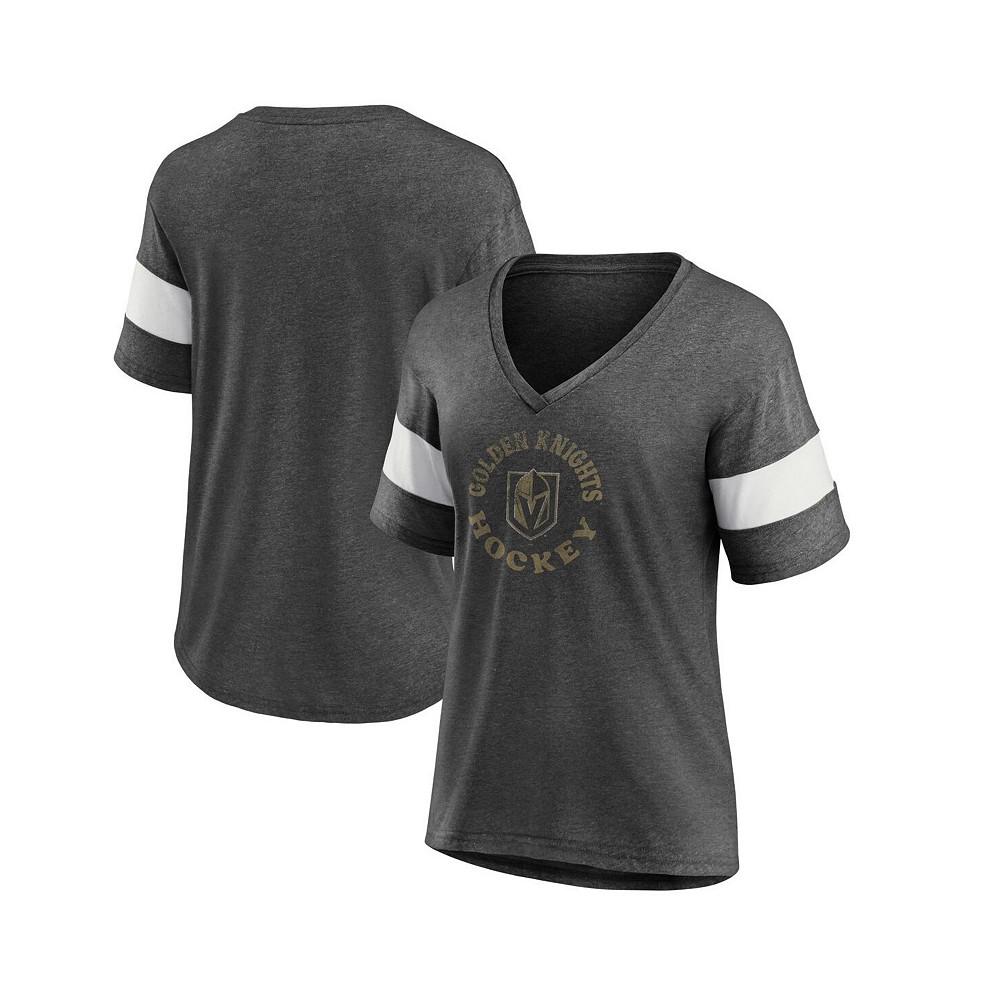 Fanatics Women's Heather Charcoal Vegas Golden Knights Special Edition 2.0 Ring The Alarm V-Neck T-shirt