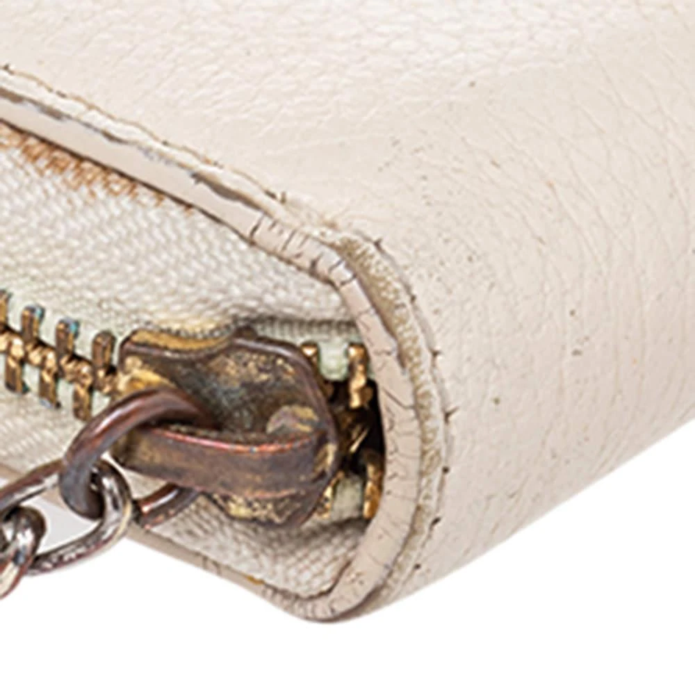 DKNY Dkny Cream Leather Zip Around Wallet 10