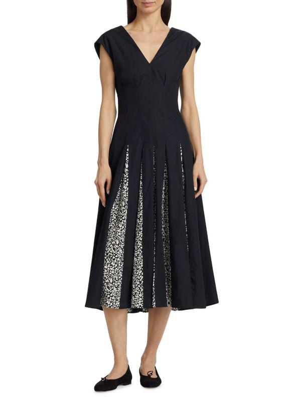 Derek Lam Ella Pleated Cotton Midi-Dress