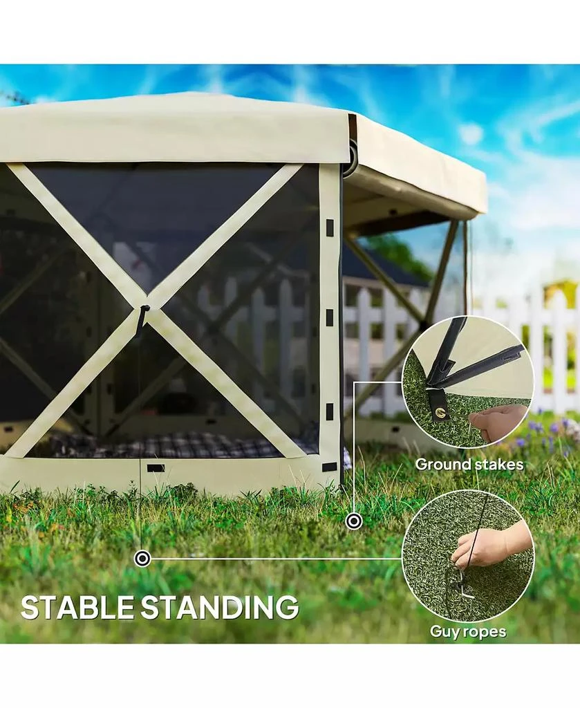 Outsunny 12' x 12' Hexagonal Pop Up Gazebo, Outdoor Canopy Tent, 6