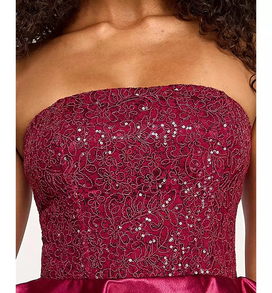 SENI & CADE Juniors' Sequin Embellished Strapless Satin Tiered Dress 4
