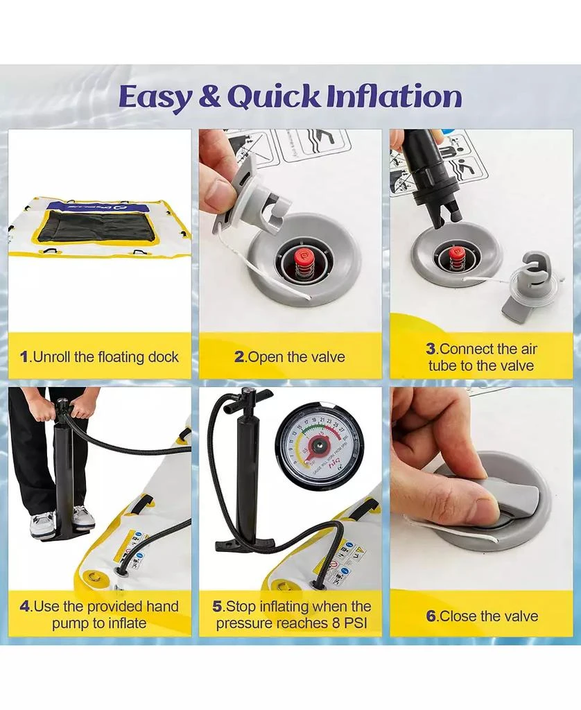 KUYOTQ 8 ft x 8 ft Inflatable Dock Platform with Mesh Swim Lounge 8