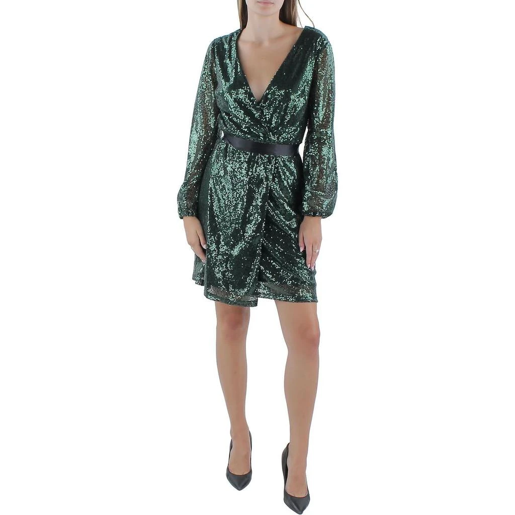 Gabby Skye Womens Surplice Mini Wrap Dress 3