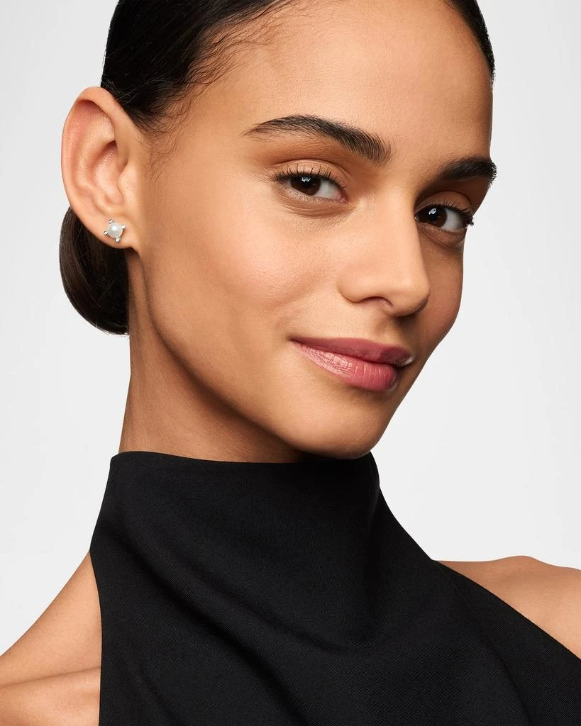 David Yurman Cable Collectibles Pearl Earrings with Diamonds and Silver, 7mm 2