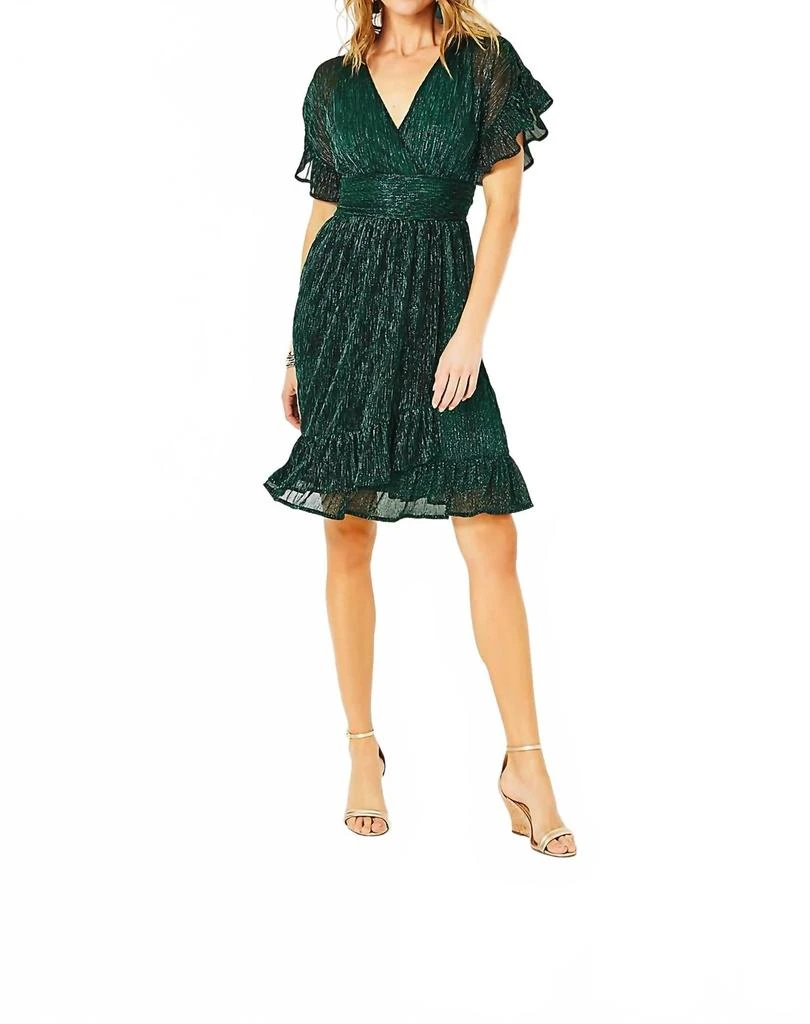 Lilly Pulitzer Womens Metallic Mini Cocktail And Party Dress Green S