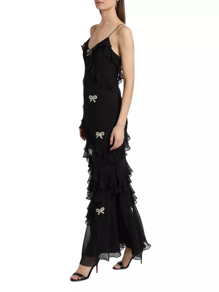 LOVESHACKFANCY Crystal Bow Rialto Silk Dress 4