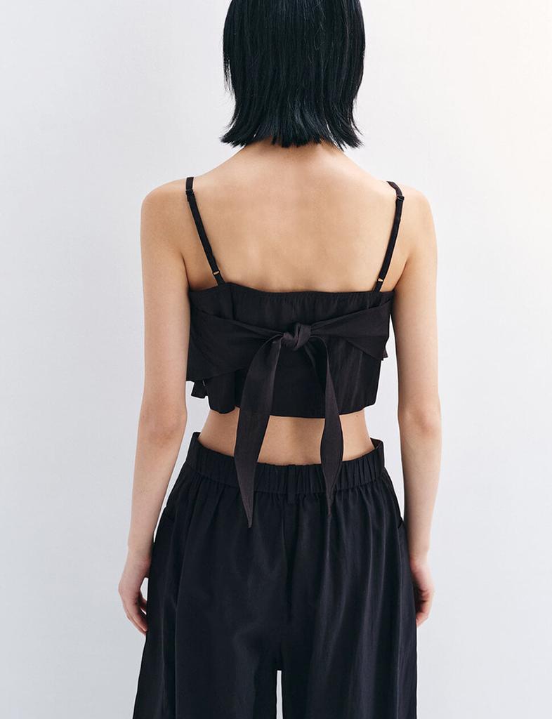 Pixie Market Black Scarf Top -PREORDER