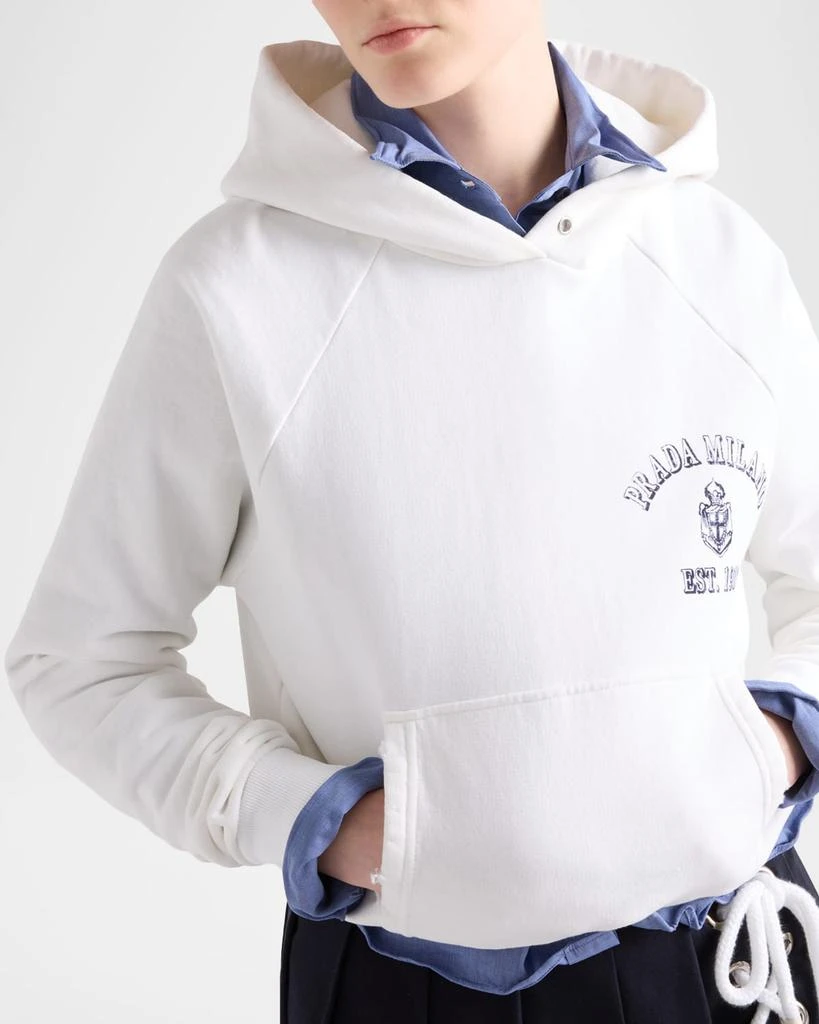 Prada Logo-Print Cotton Fleece Hoodie 4