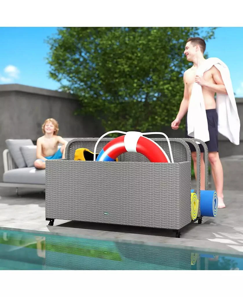 Outsunny Wicker Pool Float Storage Organizer, Pool Float Holder 2