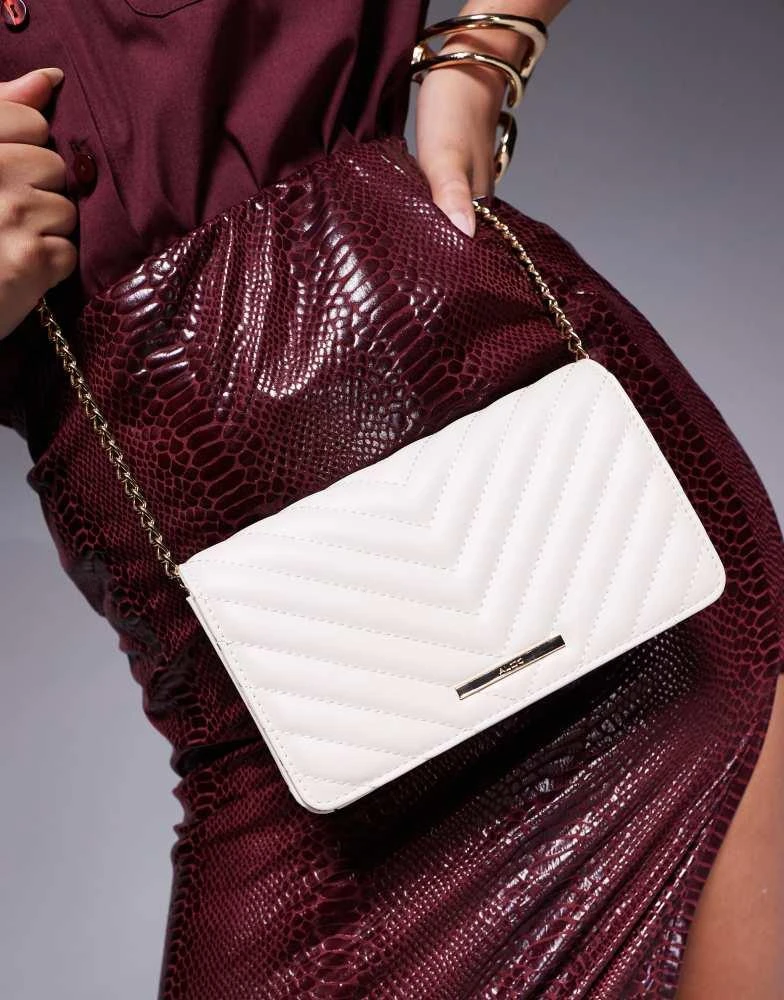 ALDO ALDO chevron quilted crossbody bag in white 3