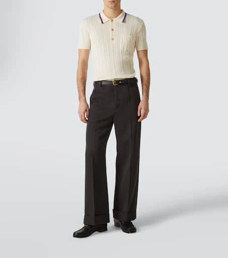 Valentino Cable-knit cotton polo sweater 2