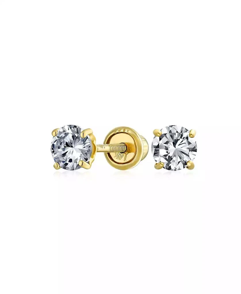 Bling Jewelry Classic Delicate .025CT Round Solitaire Cubic Zirconia Tiny 3MM CZ 14K Yellow Gold Stud Earrings