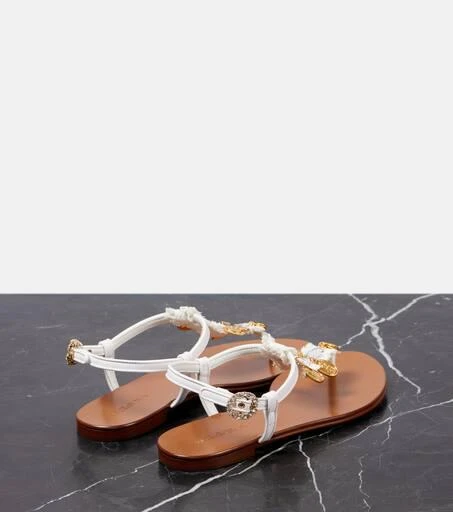 Dolce 
Gabbana Embellished leather thong sandals 3