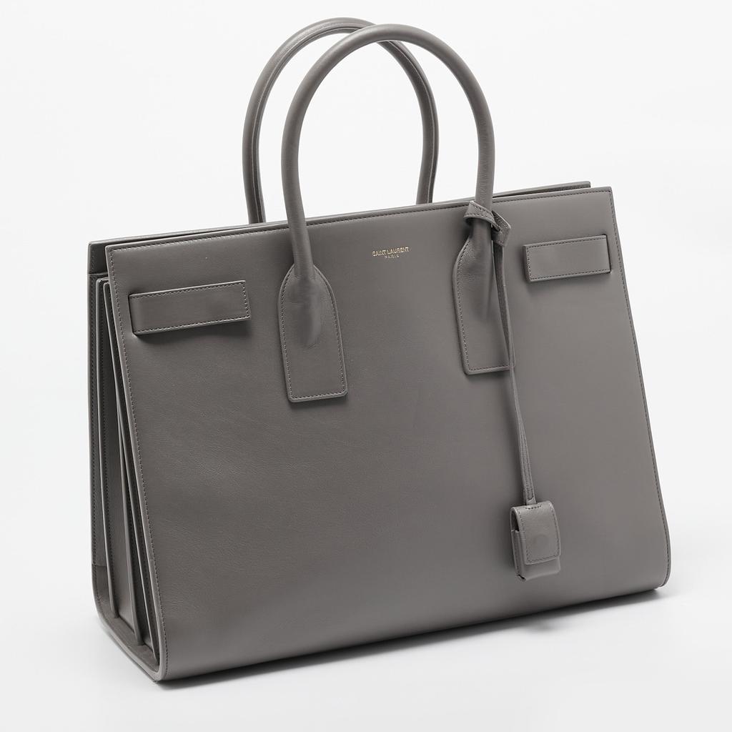 Saint Laurent Saint Laurent Grey Leather Large Classic Sac De Jour Tote
