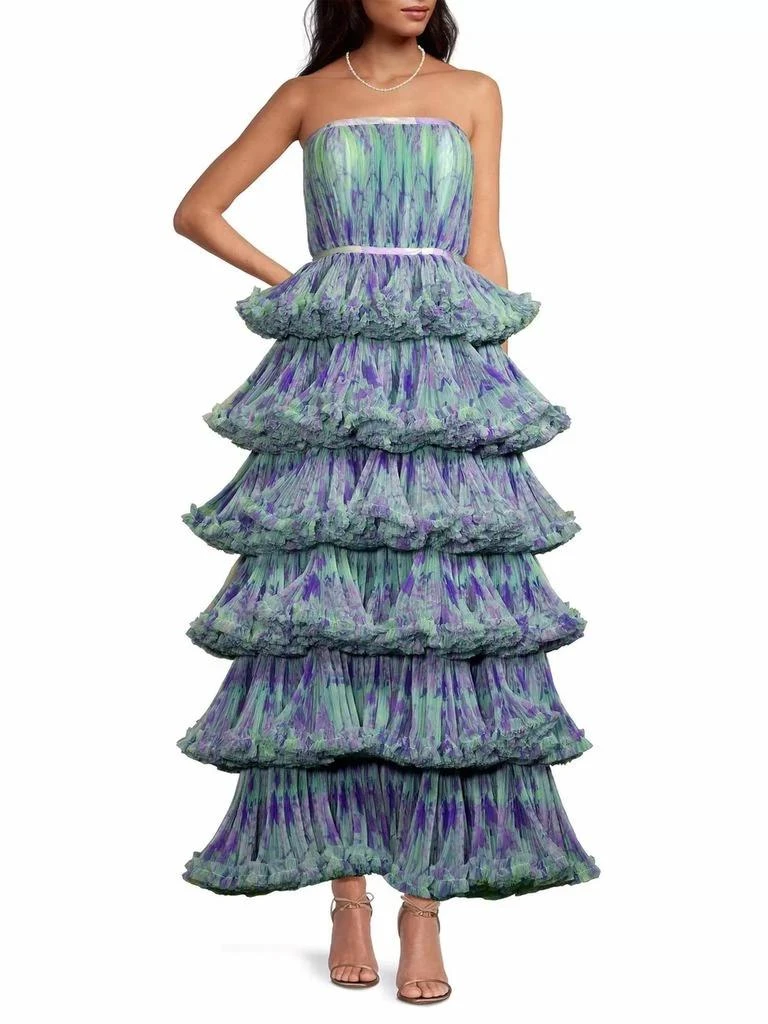 Hutch Glenda Tulle Bon Bon Dress In Patina Purple Folliage 1
