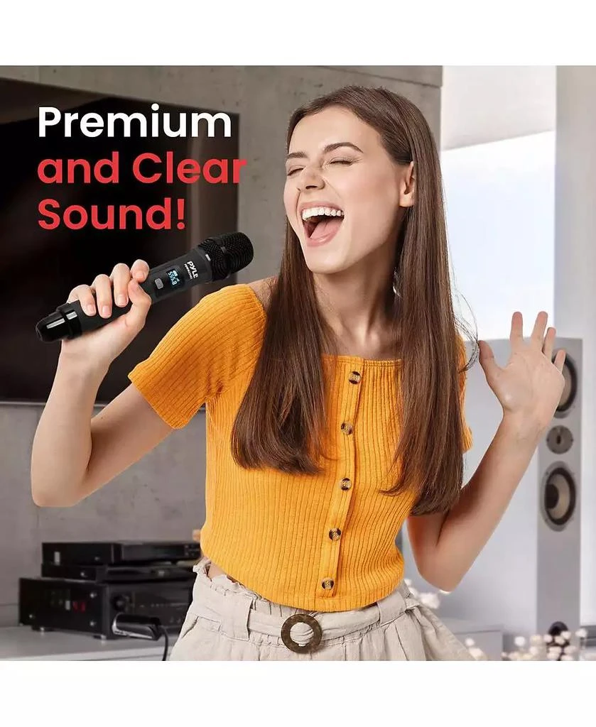 Pyle UHF Wireless Microphone System - 4 Handheld Mics, 4-Channel Receiver, Rack-Mountable, Black 5