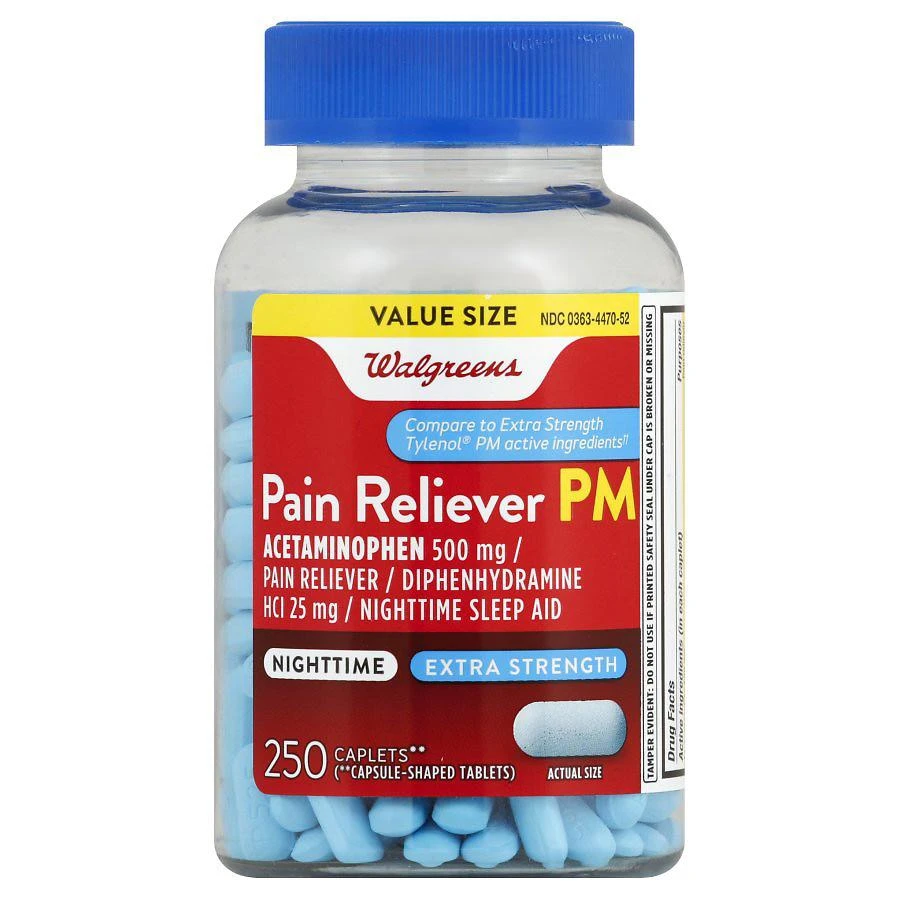 Walgreens Pain Reliever PM Caplets Extra Strength 1