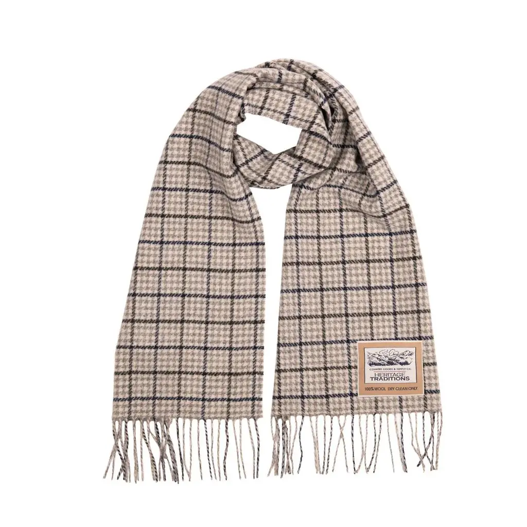 Heritage Heritage Traditions-  Wool Houndstooth Scarf - Navy Grey