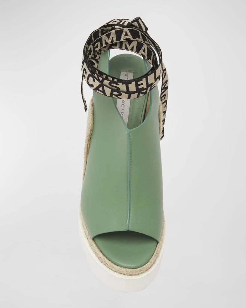 Stella McCartney Gaia Web Ankle-Wrap Espadrille Wedges 5