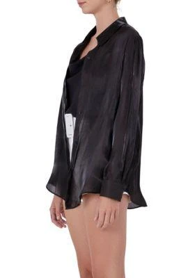 Endless Rose Rose Shiny Sheer Dress Shirt Top 3