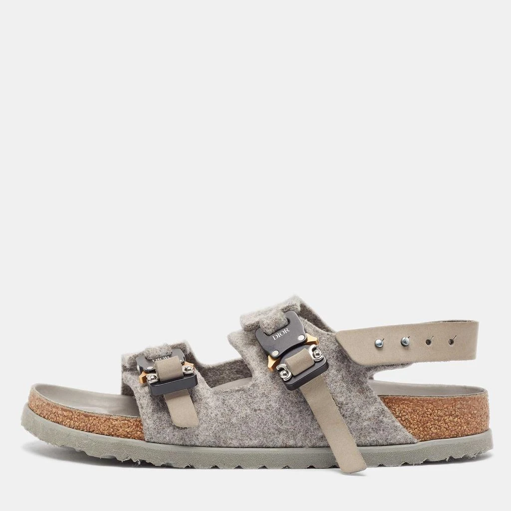 Dior Dior X Birkenstock Grey Wool Slingback Sandals Size 40 1