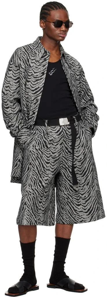 LU'U DAN Black Tiger Denim Shorts 4