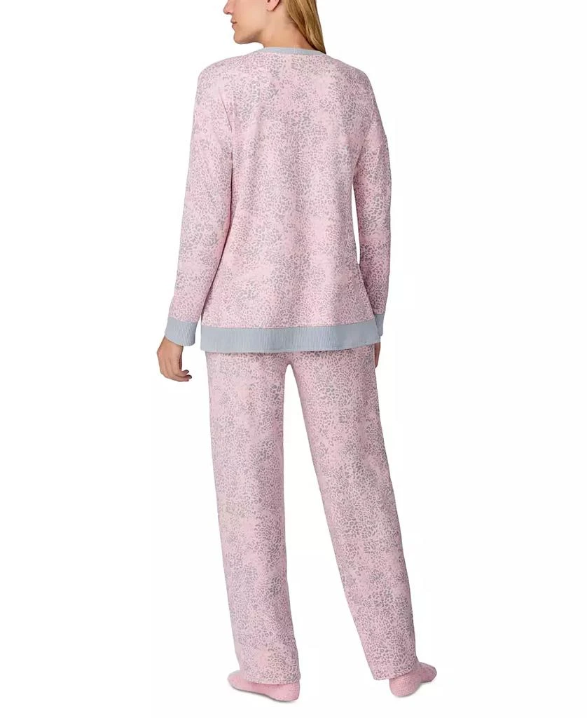Ellen Tracy Women's Printed Long-Sleeve Pajama Set + Fuzzy Socks 2