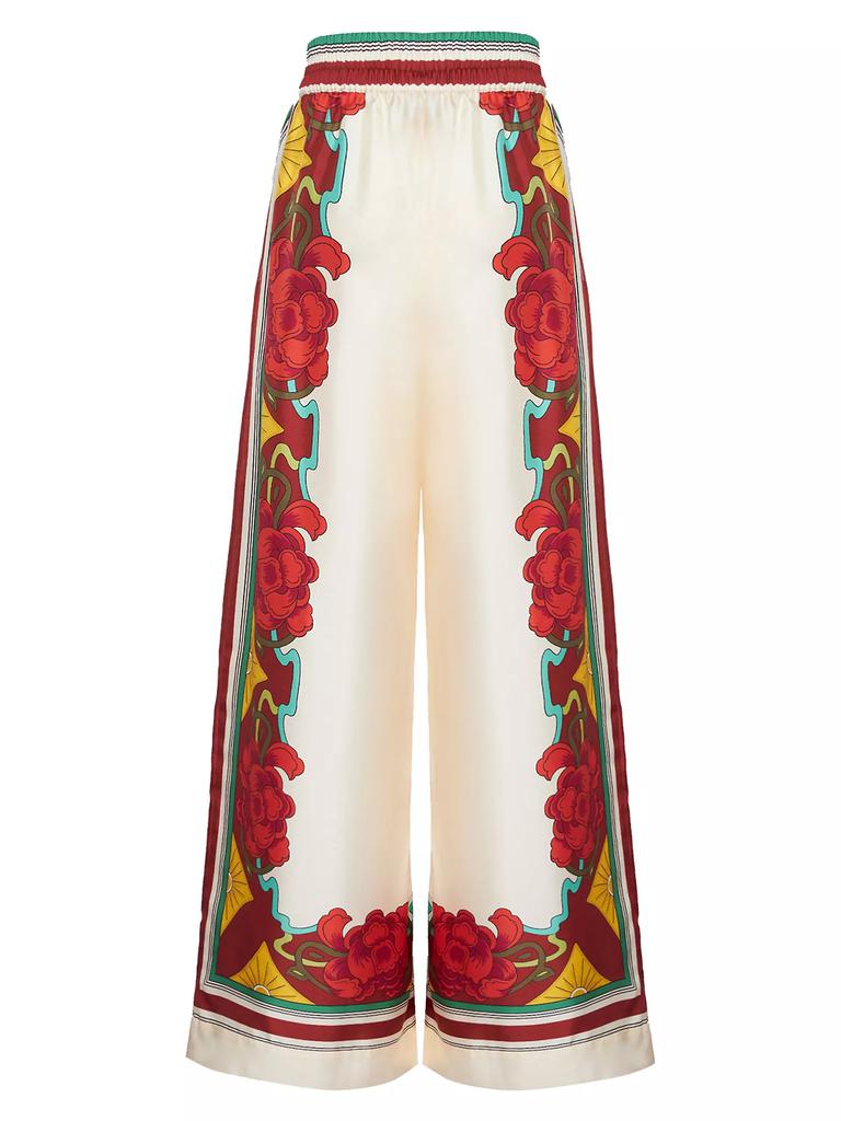 パンツ La Double J Wide-Leg Silk Palazzo Pants La DoubleJ Placed-Print Wide-Leg Silk Palazzo Pants | Neiman