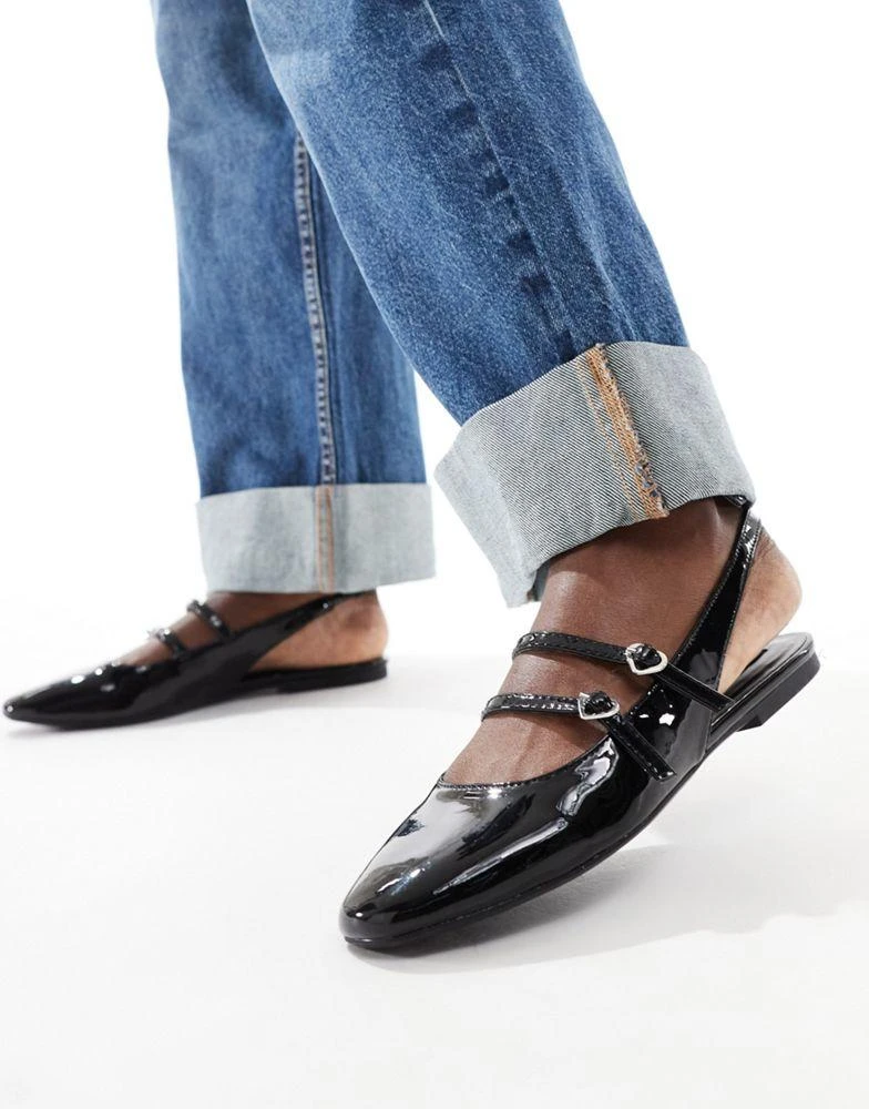 Bershka Bershka flat slingback sandals in black 4