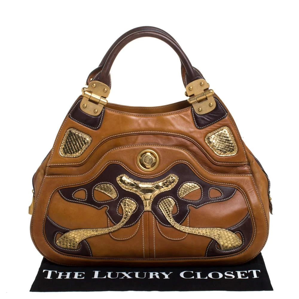 Alexander McQueen Alexander McQueen Paisley Leather and Snakeskin Hinge Turn Lock Satchel 9
