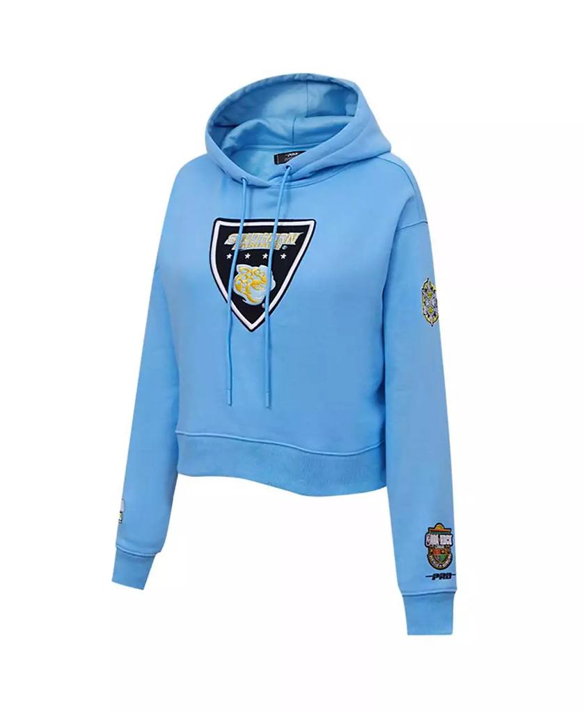 Pro Standard Women's Light Blue Southern University Jaguars 2023 NBA All-Star Game x HBCU Classic Chenille Crop Pullover Hoodie