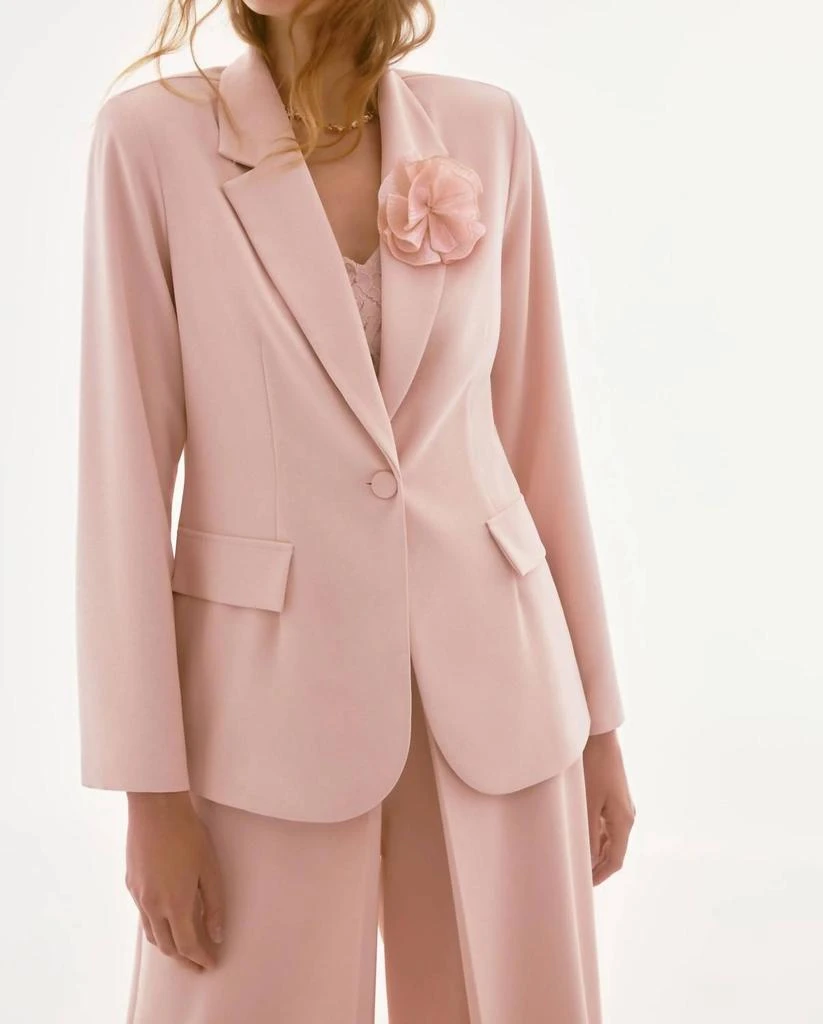 JOSEPH RIBKOFF Joseph Ribkoff - Sequined Rosette Brooch Blazer Jacket 1