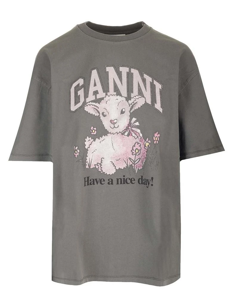 Ganni Ganni Logo Printed Crewneck T-Shirt 1