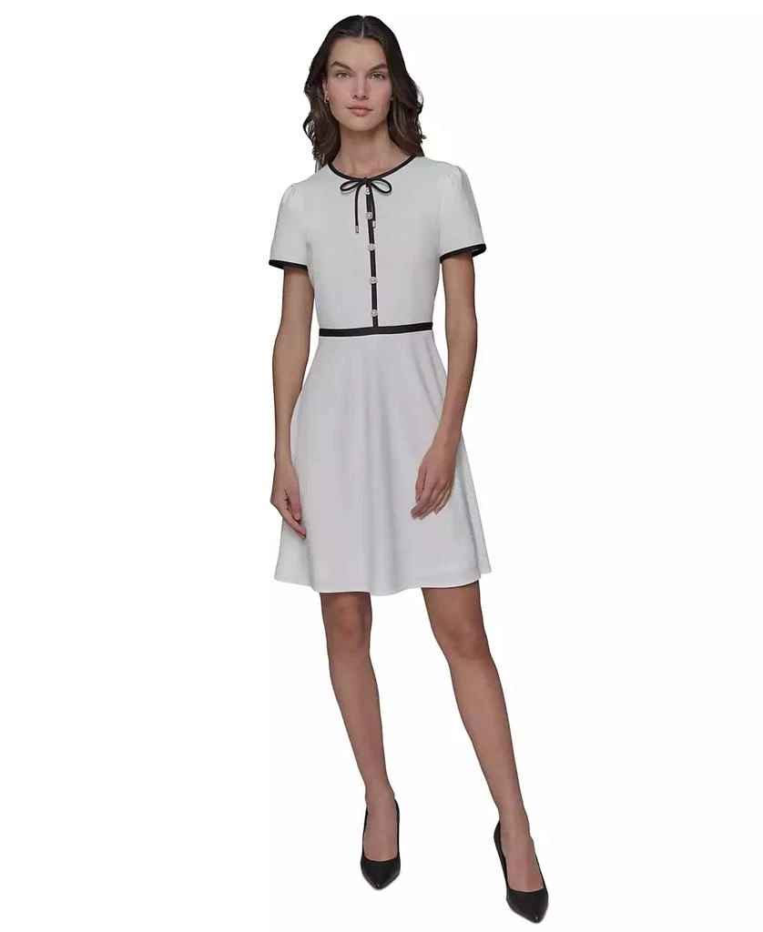Karl Lagerfeld Paris Women's Beaded-Button Contrast-Trim Dress 2