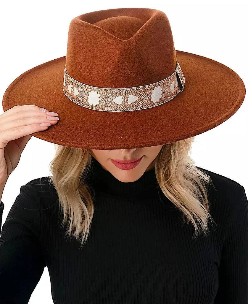 MARCUS ADLER Women's Wool Blend Felt Hat with Floral Print Band 3