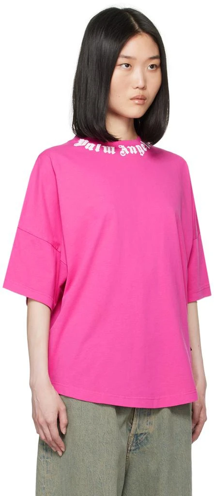 Palm Angels Pink Neck Logo T-Shirt 2