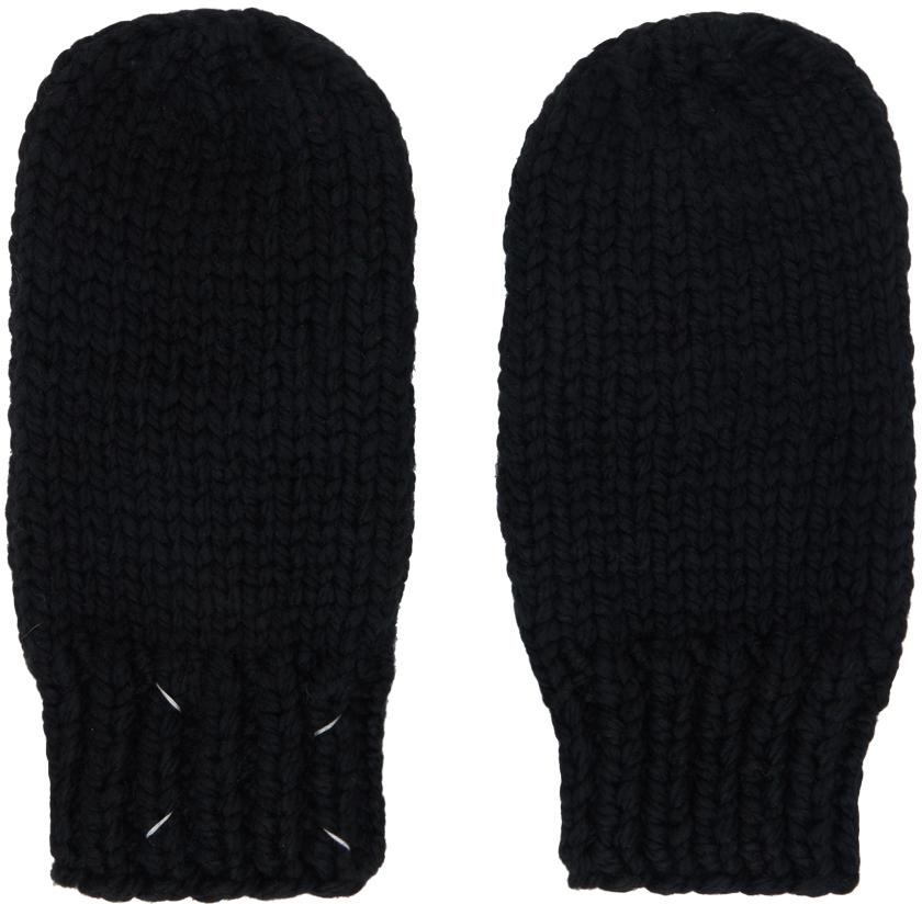 MAISON MARGIELA Black Childish Stitches Mittens