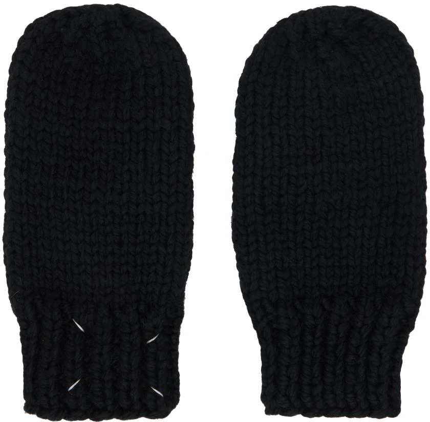 MAISON MARGIELA Black Childish Stitches Mittens 1