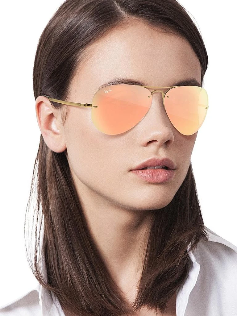 Ray-Ban RB3449 59MM Mirrored Semi-Rimless Aviator Sunglasses 4