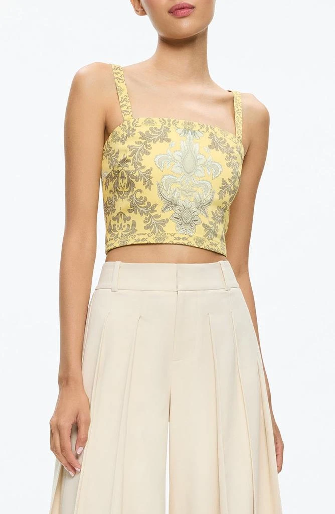 Alice + Olivia Sasha Paisley Lace-Up Crop Top 1