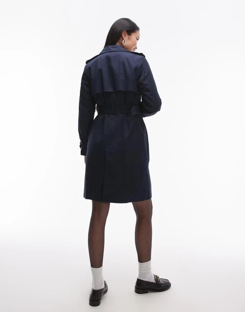 Mango Mango panel detail trench coat in navy 3