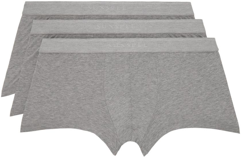 Sunspel Three-Pack Gray Boxers